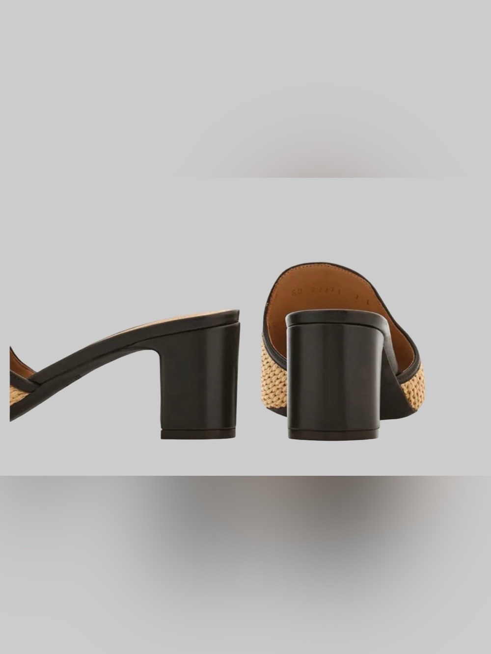 Salvatore Ferragamo Natural Raffia Slide Mules with Black Trim - Picture 4 of 5
